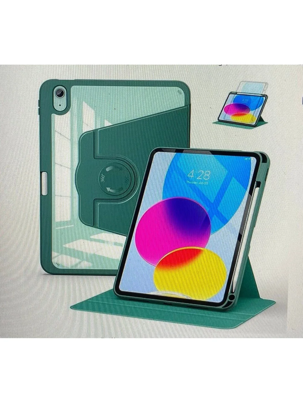 Soke Hybrid Rotating Case for iPad 10th Gen 2022 Midnight Green